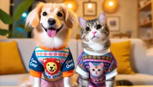 Perro y gato con ropa